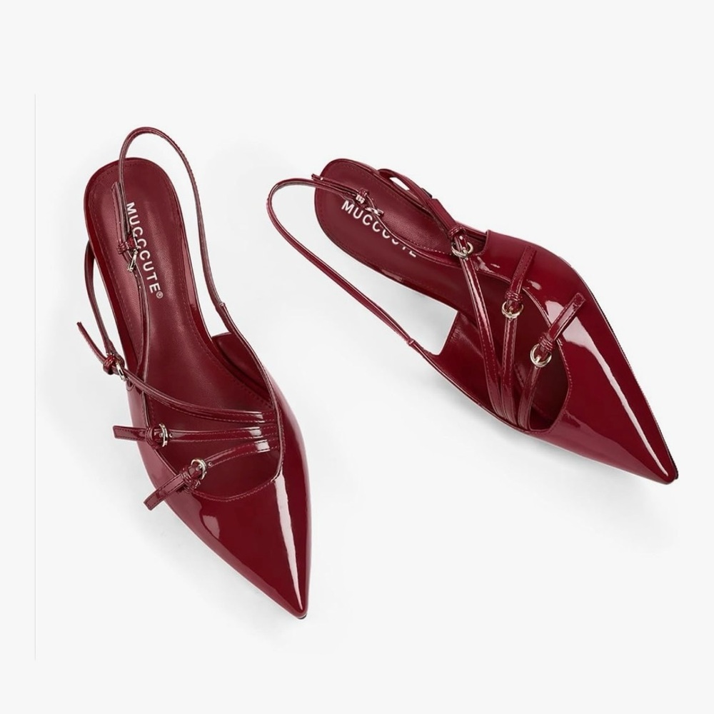 MUCCCUTE Women's Heels with Pointed Toe, Heeled, Flat Heels with Strap size 6.5 - Picture 5 of 8